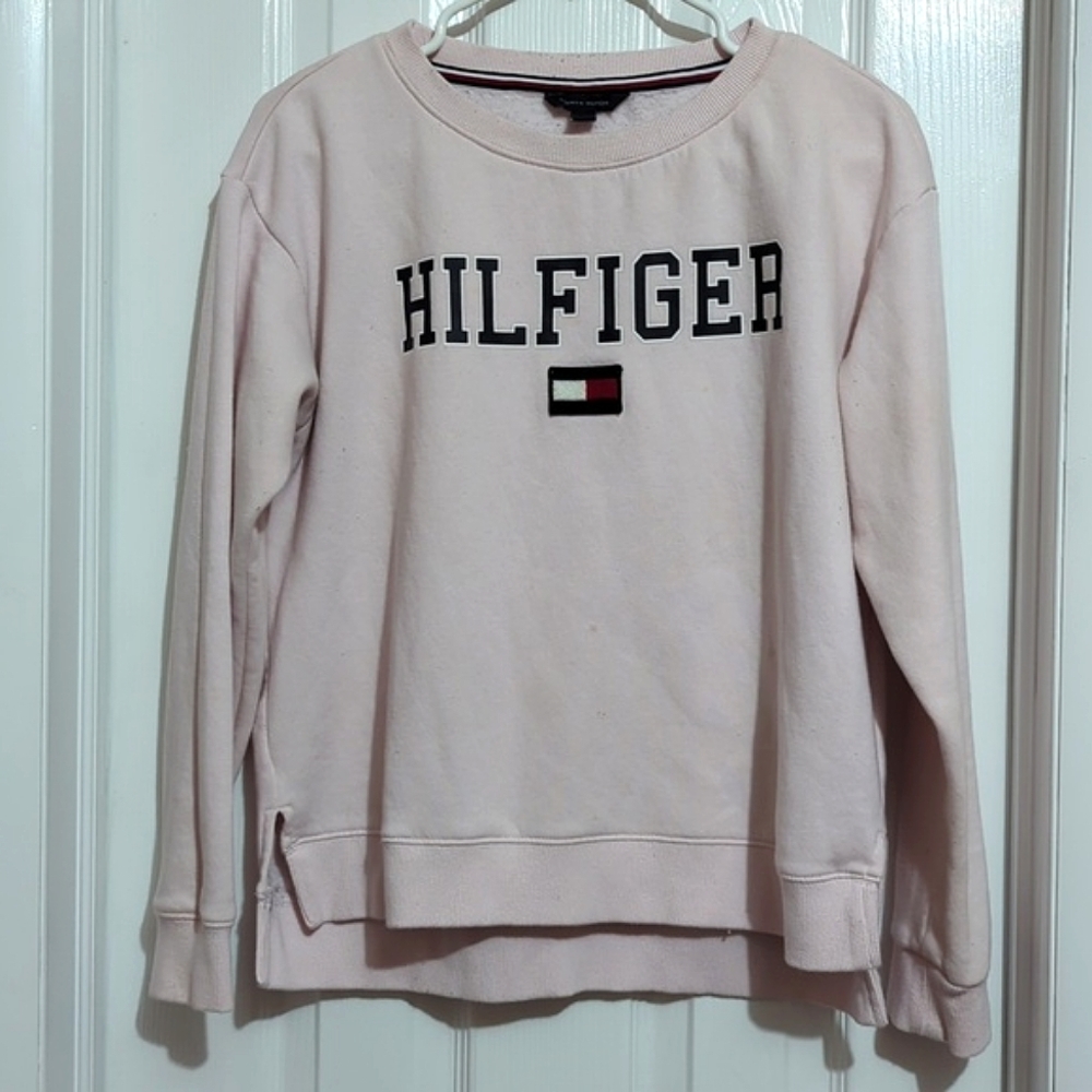 Tommy Hilfiger Women's Crew Neck Fleece Sweatshirt, Pale Pink, Size M
